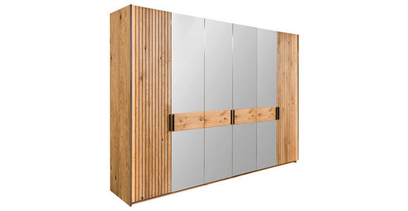 DREHTÜRENSCHRANK  in Eichefarben  - Eichefarben/Schwarz, LIFESTYLE, Glas/Holz (296/214/61cm) - Linea Natura