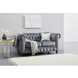 CHESTERFIELD-SOFA Samt Grau, Schwarz  - Schwarz/Grau, Trend, Holz/Textil (165/73/87cm) - Xora