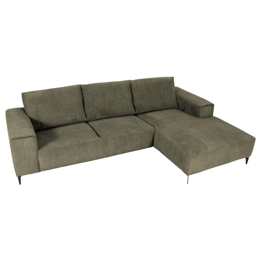 Thumbnail - Carryhome Ecksofa, Dunkelgrün, Textil, 2-3-Sitzer, Füllung: Schaumstoff, Ottomane rechts, L-Form, 285x170 cm, seitenverk...