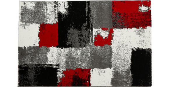 Webteppich Grau/Rot Saphira 80x150 cm - Rot/Grau, KONVENTIONELL, Textil (80/150cm) - Ombra