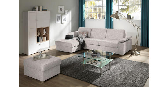 ECKSOFA in Flachgewebe Hellgrau - Chromfarben/Hellgrau, KONVENTIONELL, Textil/Metall (176/285cm) - Novel