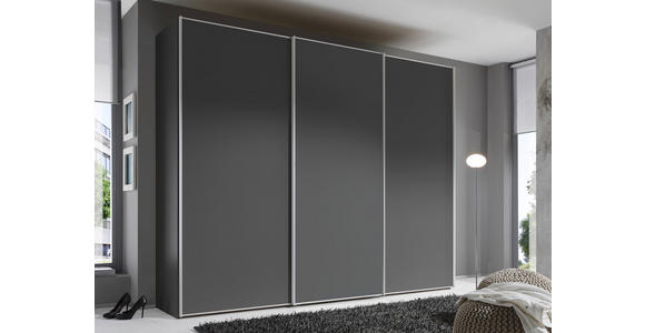 SCHWEBETÜRENSCHRANK  in Anthrazit  - Anthrazit/Alufarben, Design, Holzwerkstoff/Metall (249/222/68cm) - Moderano