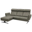 ECKSOFA in Flachgewebe Grün  176-217/259-307 cm  - Schwarz/Grün, Design, Textil/Metall (176-217/259-307cm) - Dieter Knoll