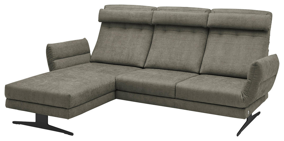 ECKSOFA in Flachgewebe Grün  - Schwarz/Grün, Design, Textil/Metall (176-217/279-327cm) - Dieter Knoll
