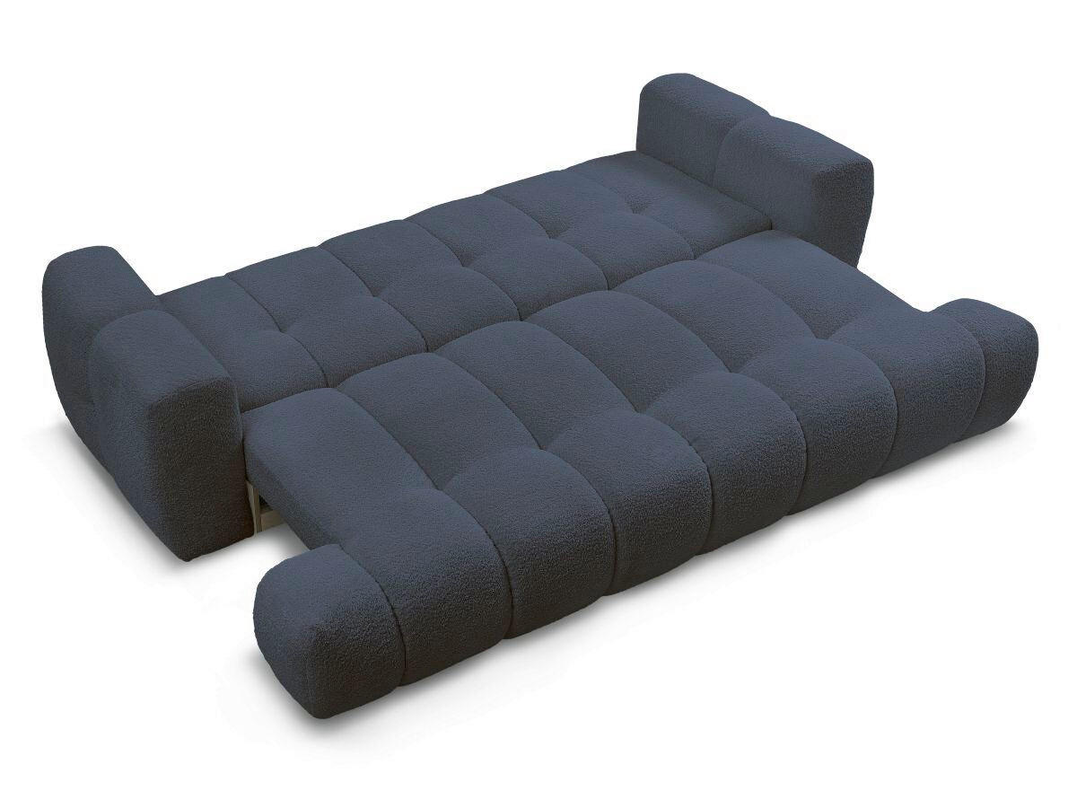 SCHLAFSOFA FUJI Bouclé Dunkelblau  inkl.  - Schwarz/Dunkelblau, MODERN, Kunststoff/Textil (251/113/88cm)