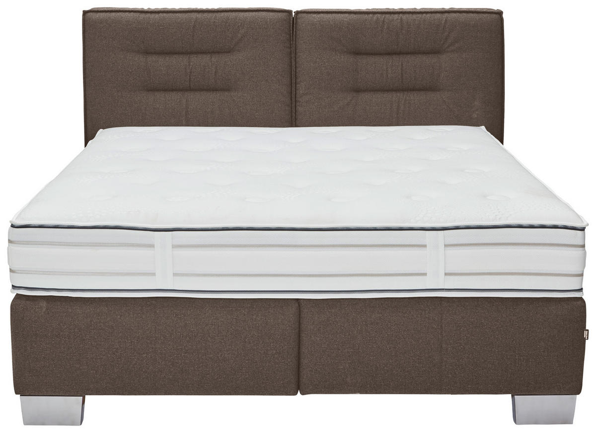 BOXSPRINGBETT 200/200 cm  in Braun  - Chromfarben/Braun, KONVENTIONELL, Textil (200/200cm) - Dieter Knoll