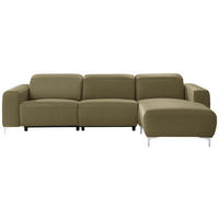 ECKSOFA in Echtleder Olivgrün  - Chromfarben/Olivgrün, Design, Leder/Metall (292/177cm) - Pure Home Lifestyle