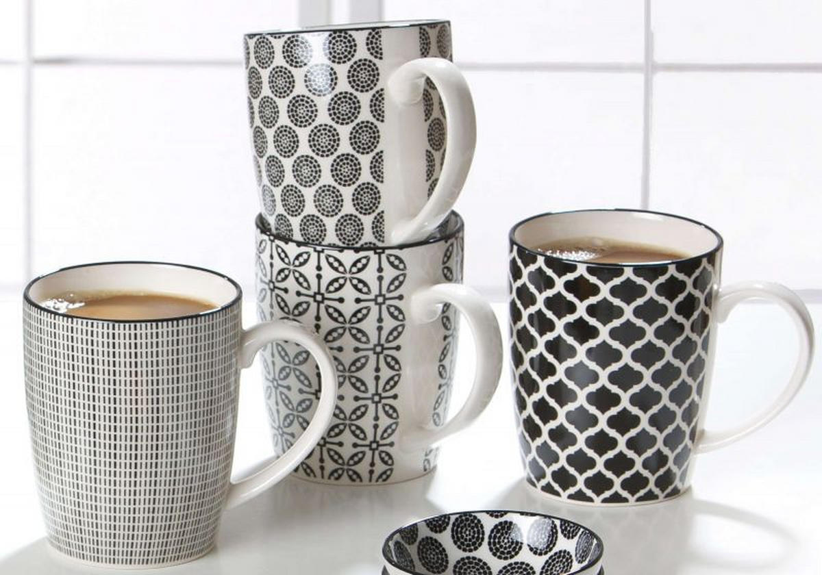 KAFFEEBECHERSET TAKEO 4-teilig  - Schwarz/Weiß, Trend, Keramik (350ml) - Ritzenhoff Breker
