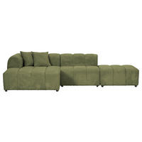 ECKSOFA Dunkelgrün Cord Zierkissen, Rücken echt  - Dunkelgrün/Schwarz, KONVENTIONELL, Kunststoff/Textil (162/313cm) - Carryhome