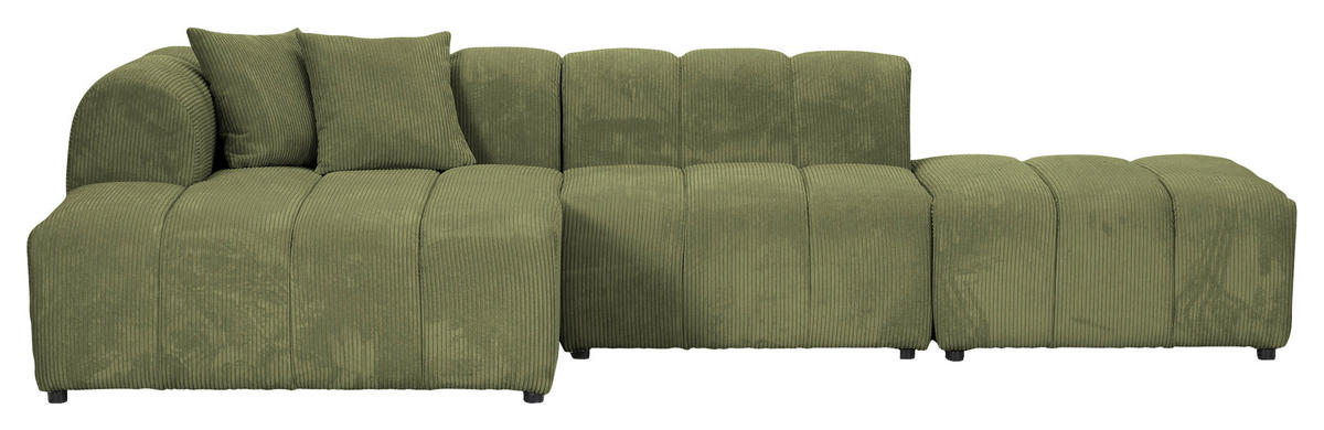 ECKSOFA Dunkelgrün Cord Zierkissen, Rücken echt  - Dunkelgrün/Schwarz, KONVENTIONELL, Kunststoff/Textil (162/313cm) - Carryhome