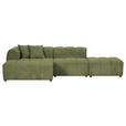 ECKSOFA Dunkelgrün Cord Zierkissen, Rücken echt  - Dunkelgrün/Schwarz, KONVENTIONELL, Kunststoff/Textil (162/313cm) - Carryhome