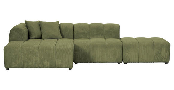 ECKSOFA Dunkelgrün Cord Zierkissen, Rücken echt  - Dunkelgrün/Schwarz, KONVENTIONELL, Kunststoff/Textil (162/313cm) - Carryhome