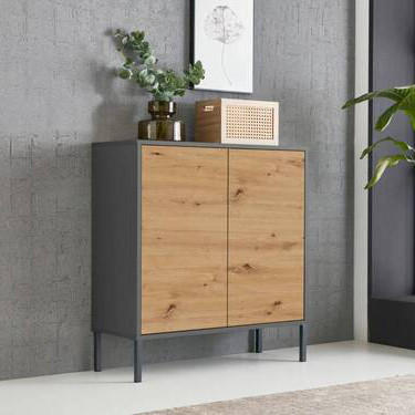 KOMMODE Mailand Typ 4 + MF  in 79/86/33 cm  - Anthrazit/Eiche Artisan, MODERN, Holzwerkstoff/Metall (79/86/33cm) - MID.YOU