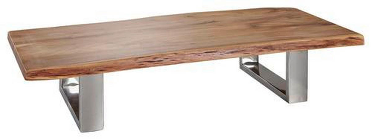 COUCHTISCH Akazie massiv 115/58/25 cm rechteckig Akaziefarben  - Chromfarben/Akaziefarben, Design, Holz/Metall (115/58/25cm) - MID.YOU