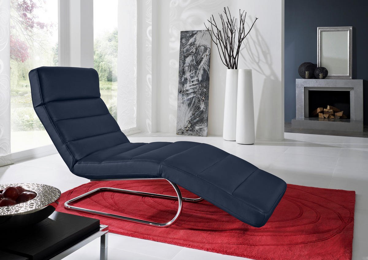 RELAKS LEŽAJ tekstil  tamno plava   - tamno plava/boje kroma, Basics, tekstil/metal (65/91/170cm) - Chilliano