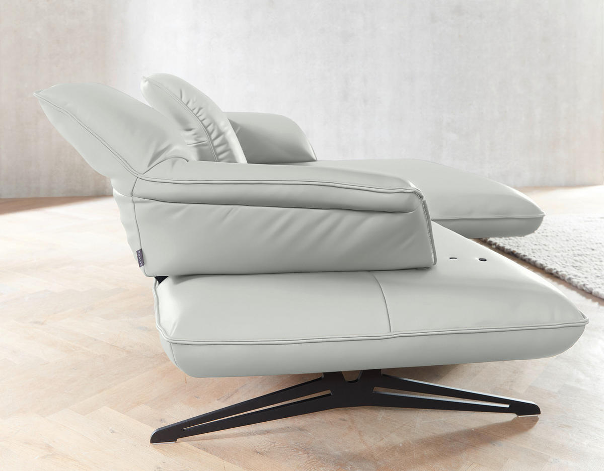 ECKSOFA in Echtleder Weiß  252/169 cm  - Beige/Schwarz, Design, Leder/Metall (252/169cm) - Koinor