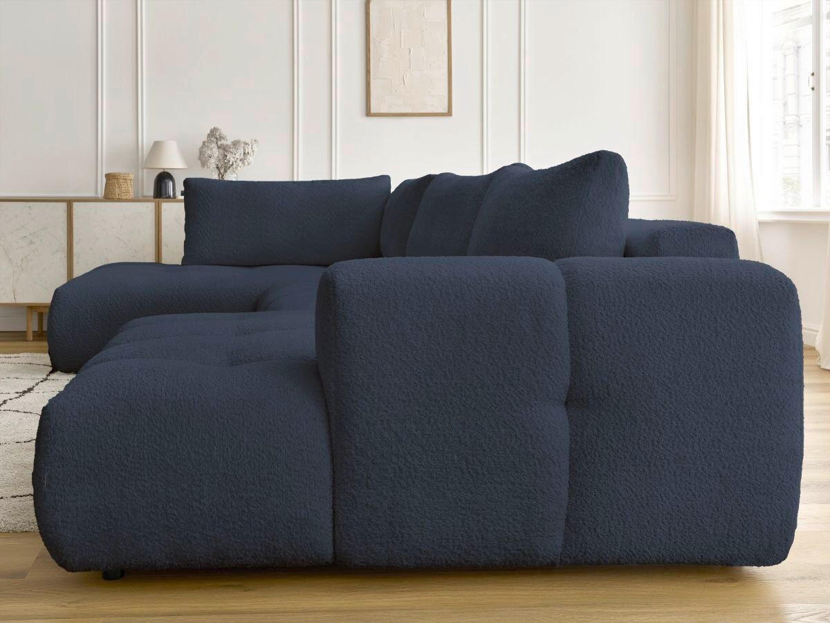 WOHNLANDSCHAFT  FUJI  Dunkelblau Bouclé  - Schwarz/Dunkelblau, MODERN, Kunststoff/Textil (204/377/160cm)