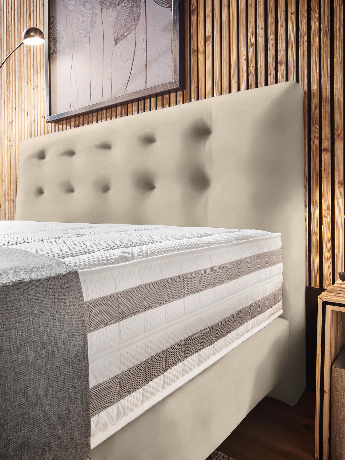 BOXSPRINGBETT 160/200 cm  in Naturfarben  - Naturfarben, KONVENTIONELL, Holz/Textil (160/200cm) - Dieter Knoll
