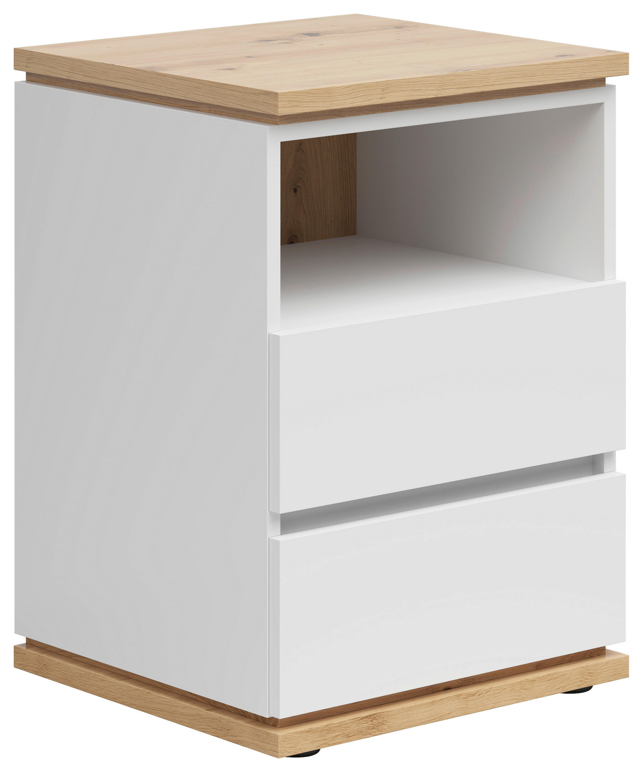 Xora Nachtschrank Weiß, Eiche Artisan 45x63x42 cm