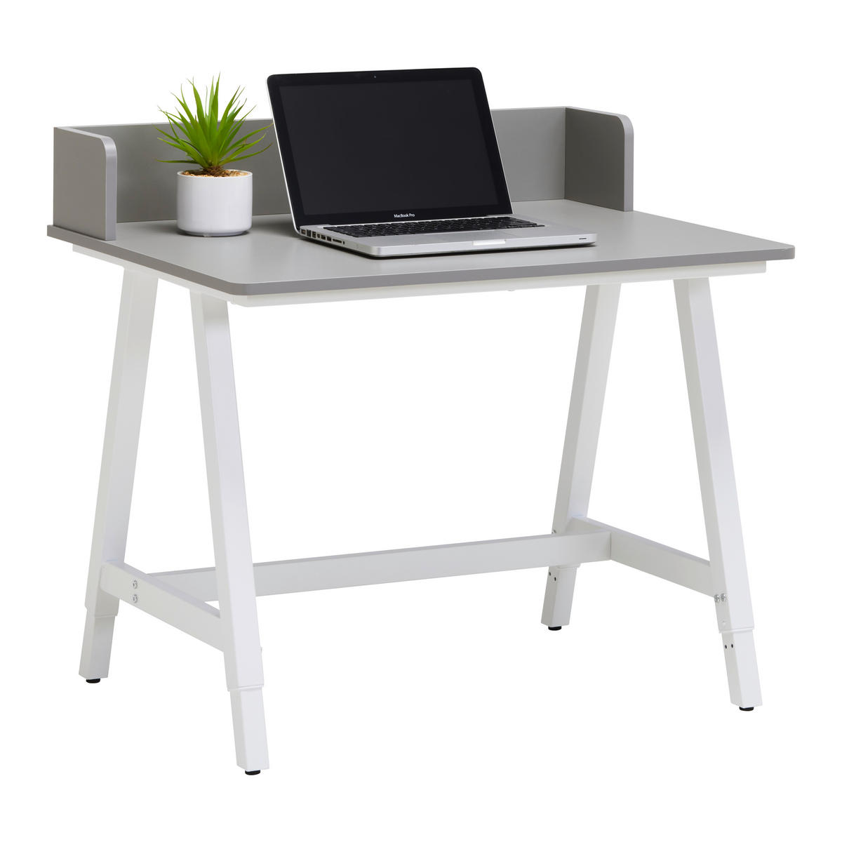 PISAĆI STOL  siva, bijela  metal  - bijela/siva, Moderno, drvni materijal/metal (80/54-85/60cm)