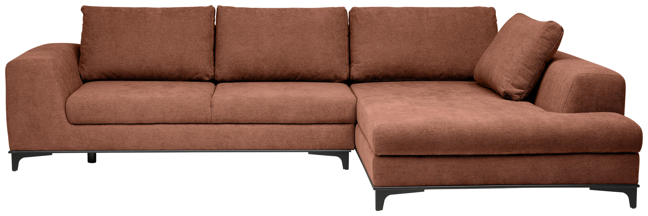ECKSOFA inkl. Funktionen Terracotta Webstoff Rückenkissen, Bettkasten, Schlaffunktion, Rücken echt  - Wengefarben/Terracotta, Design, Holz/Textil (314/211cm) - Stylife