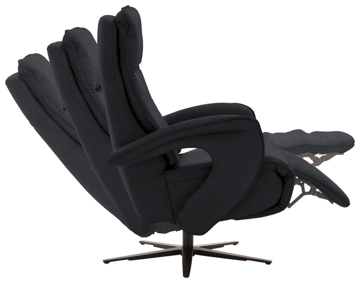 RELAXSESSEL in Leder Anthrazit  - Anthrazit/Schwarz, Design, Leder/Metall (77/110/87cm) - Valdera
