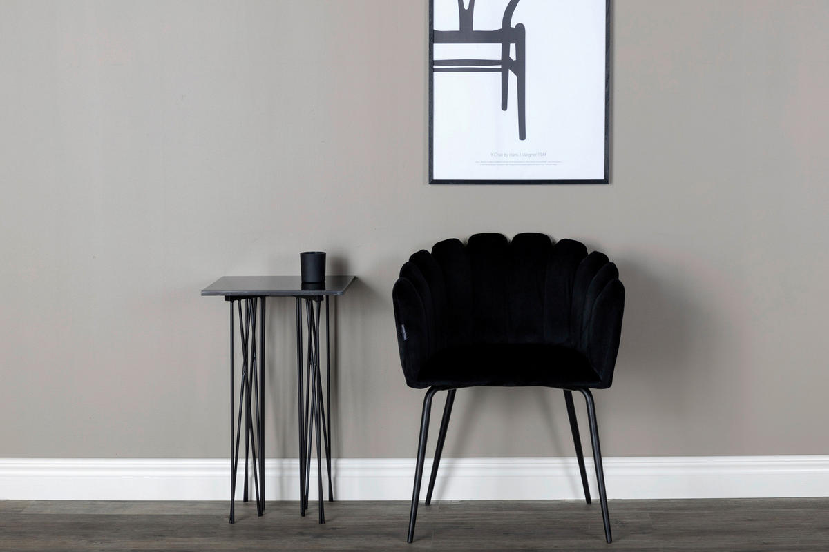 STOL stål sammet  - svart, Design, metall/textil (61/76.56/54cm) - Livetastic