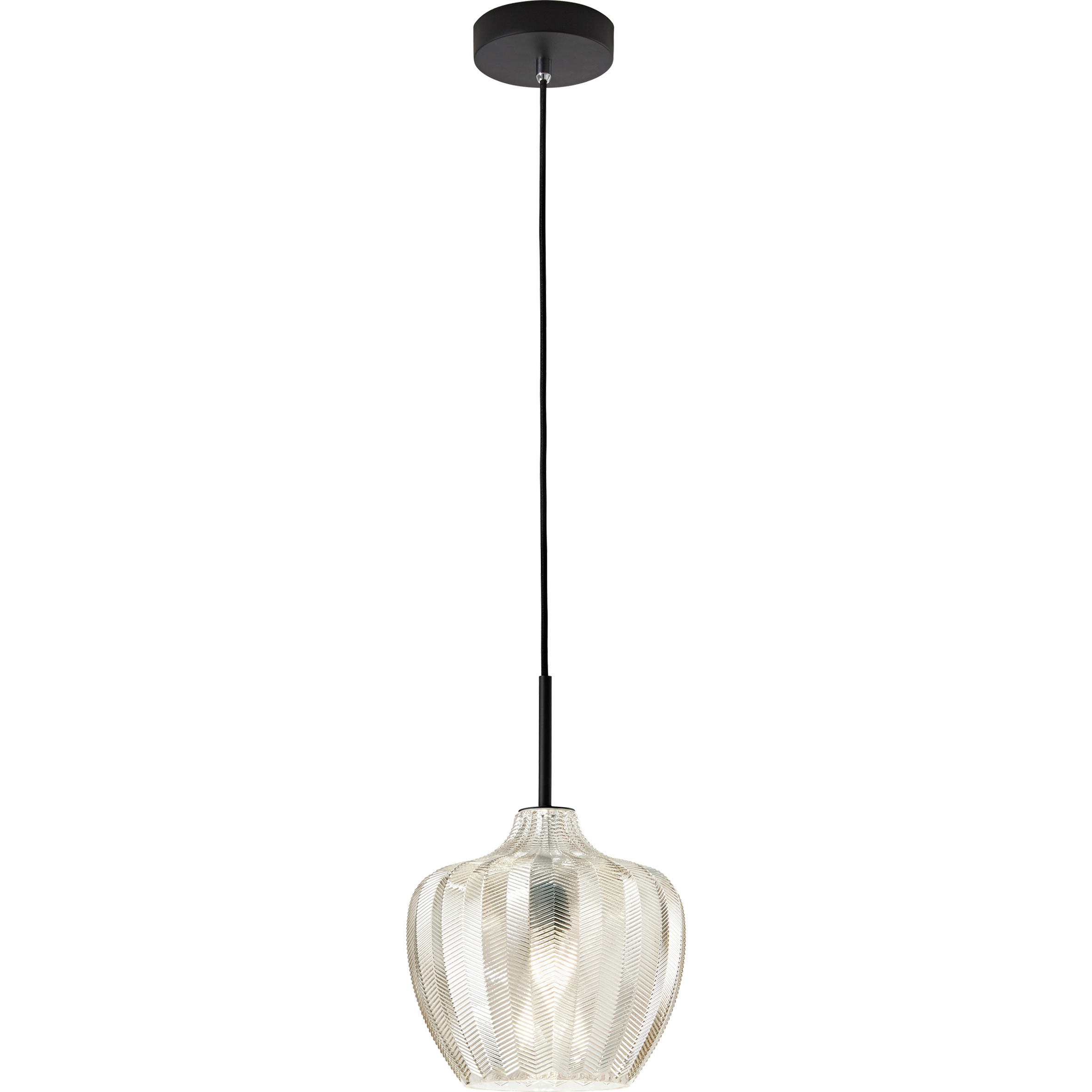PENDELLEUCHTE Gallura 25/200 cm   - Champagner/Schwarz, Design, Glas/Metall (25/200cm) - Fabas Luce