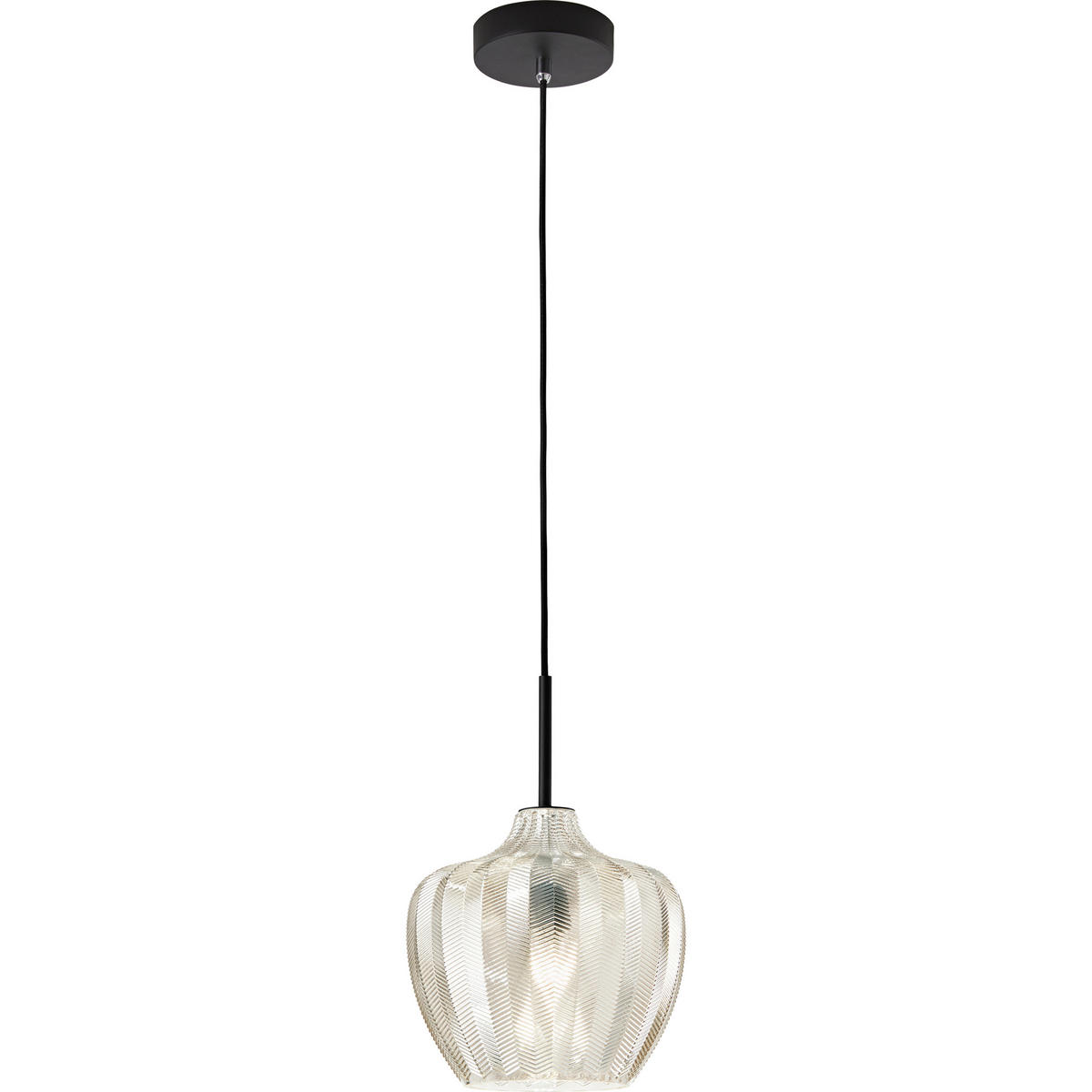 PENDELLEUCHTE Gallura 25/200 cm   - Champagner/Schwarz, Design, Glas/Metall (25/200cm) - Fabas Luce