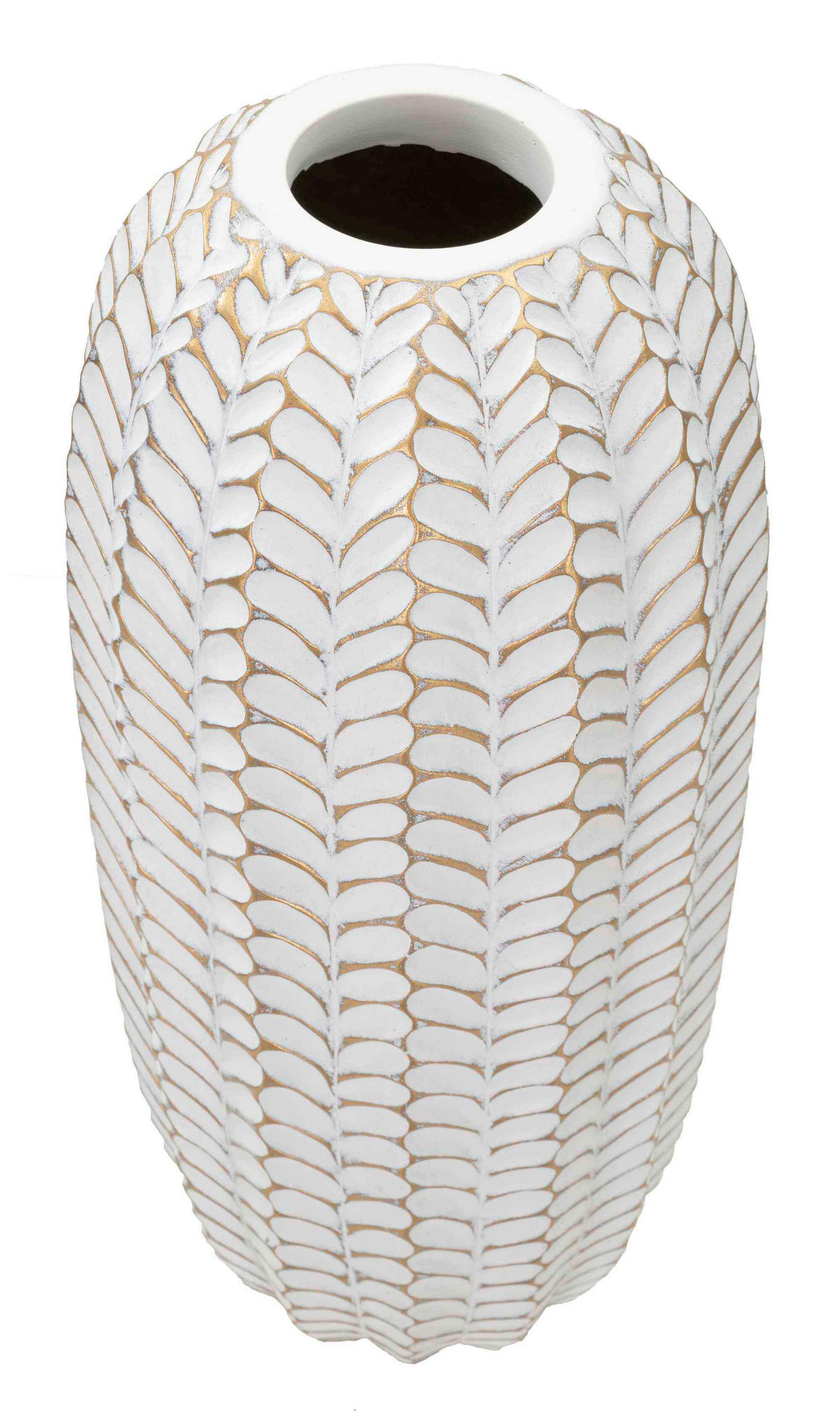 Vase Resina Leaf  - Goldfarben/Weiß, Basics, Kunststoff (18.5/46/18.5cm)