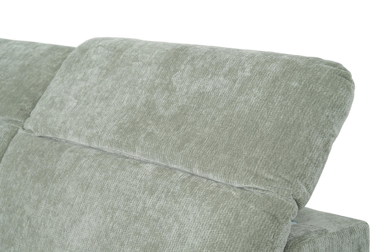 ECKSOFA Mintgrün Chenille Kopfteilverstellung, Sitztiefenverstellung  - Schwarz/Mintgrün, Design, Textil/Metall (243/307cm) - Xora