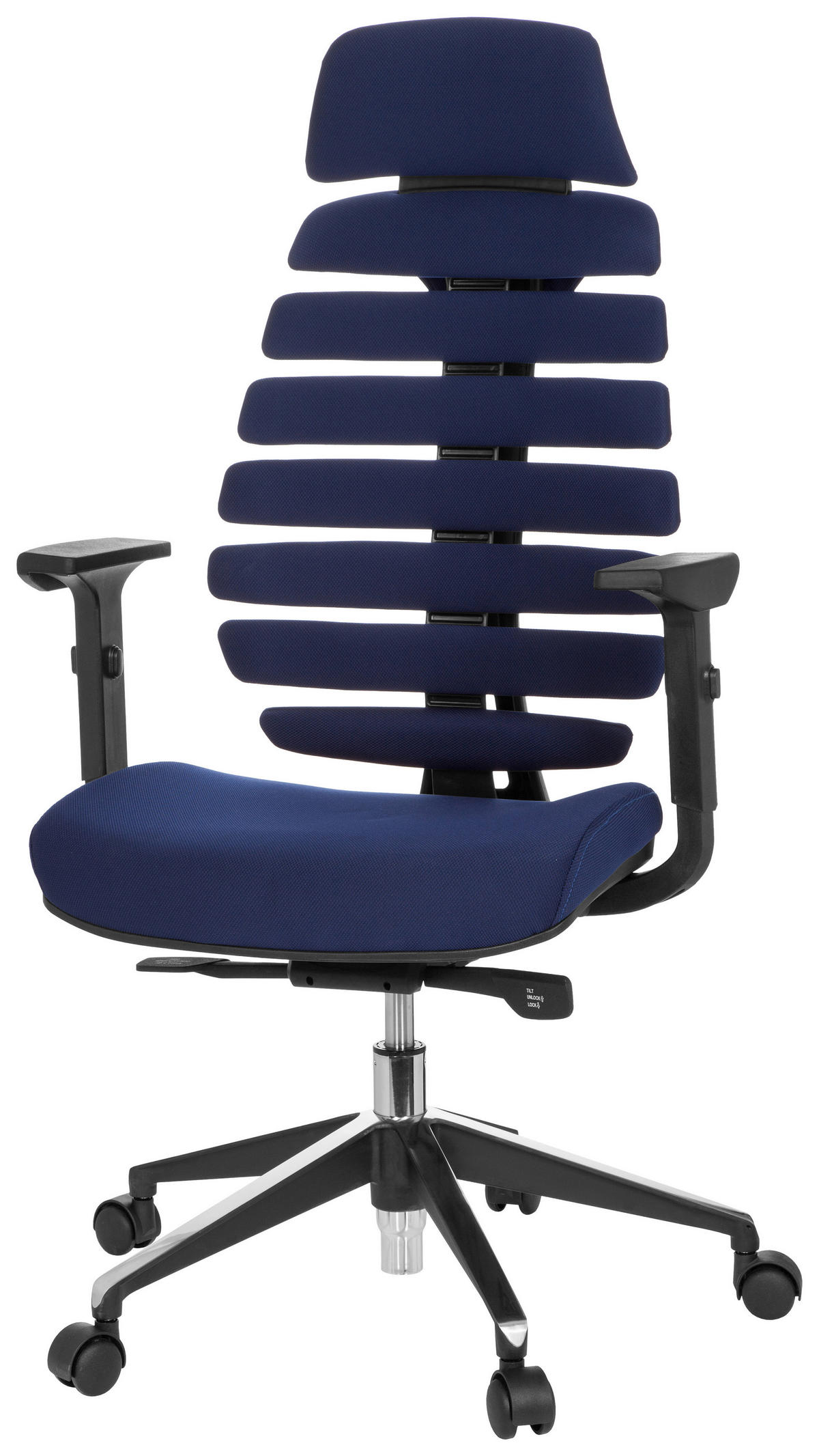 OTOČNÁ ŽIDLE, plochá tkanina, modrá, černá - modrá/černá, Moderní, kov/textil (65/131/53cm) - MID.YOU