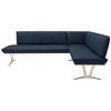 ECKBANK 237/162 cm  in Dunkelblau  - Edelstahlfarben/Beige, Design, Leder/Holz (237/162cm) - Ambiente