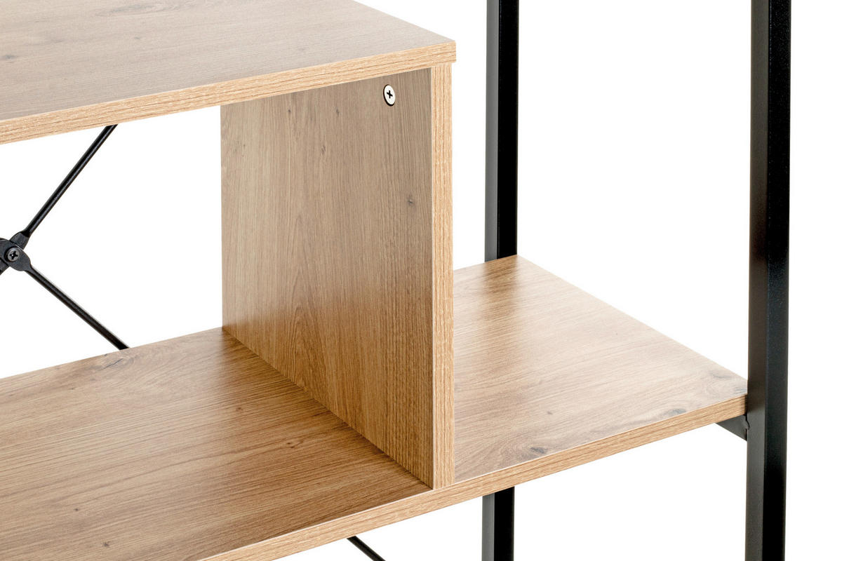 REGAL Schwarz, Eichefarben  - Eichefarben/Schwarz, Design, Holzwerkstoff/Metall (84/163/35cm)