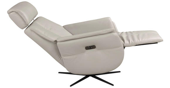 RELAXSESSEL Argo Echtleder Relaxfunktion, Kopfteilverstellung, Rücken echt    - Hellgrau, Design, Leder (71/110/80cm) - Novel