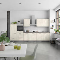 KÜCHENBLOCK Riva 360 cm  in Weiß, Schieferfarben  - Schieferfarben/Edelstahlfarben, MODERN, Holzwerkstoff/Metall (360cm) - Nobilia