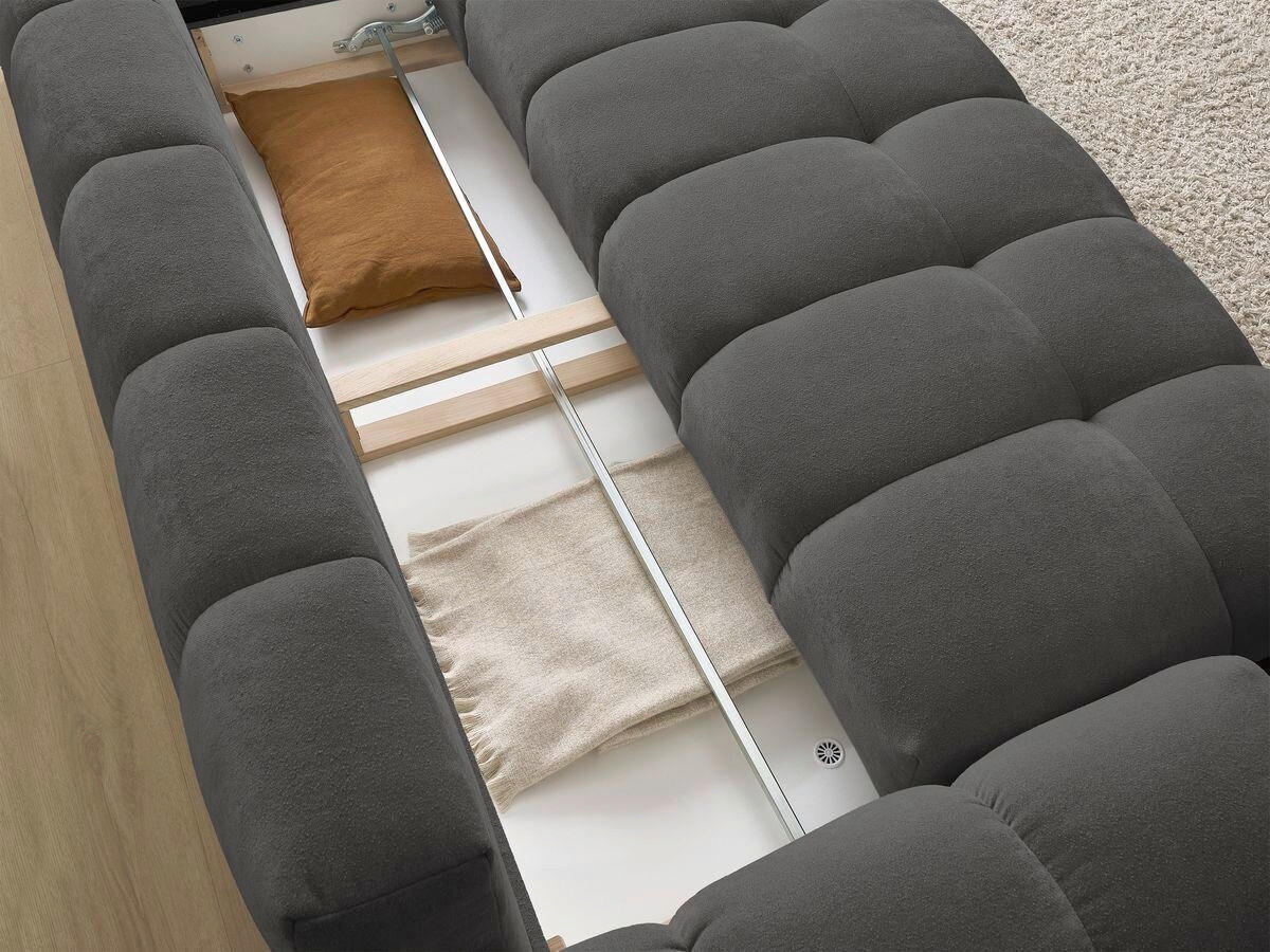 SCHLAFSOFA EVEREST  mit Rücken echt, Armteil links, Armteil rechts Struktur Schwarz  - Schwarz, MODERN, Kunststoff/Textil (278/115/90cm)