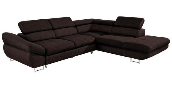 ECKSOFA in Webstoff Dunkelbraun  - Dunkelbraun, Design, Textil/Metall (280/235cm) - Hom`in