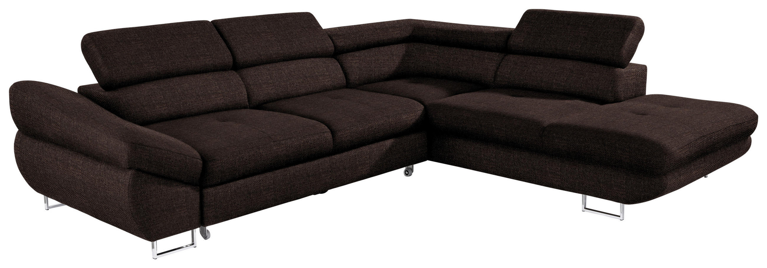 ECKSOFA in Webstoff Dunkelbraun  - Dunkelbraun, Design, Textil/Metall (280/235cm) - Hom`in