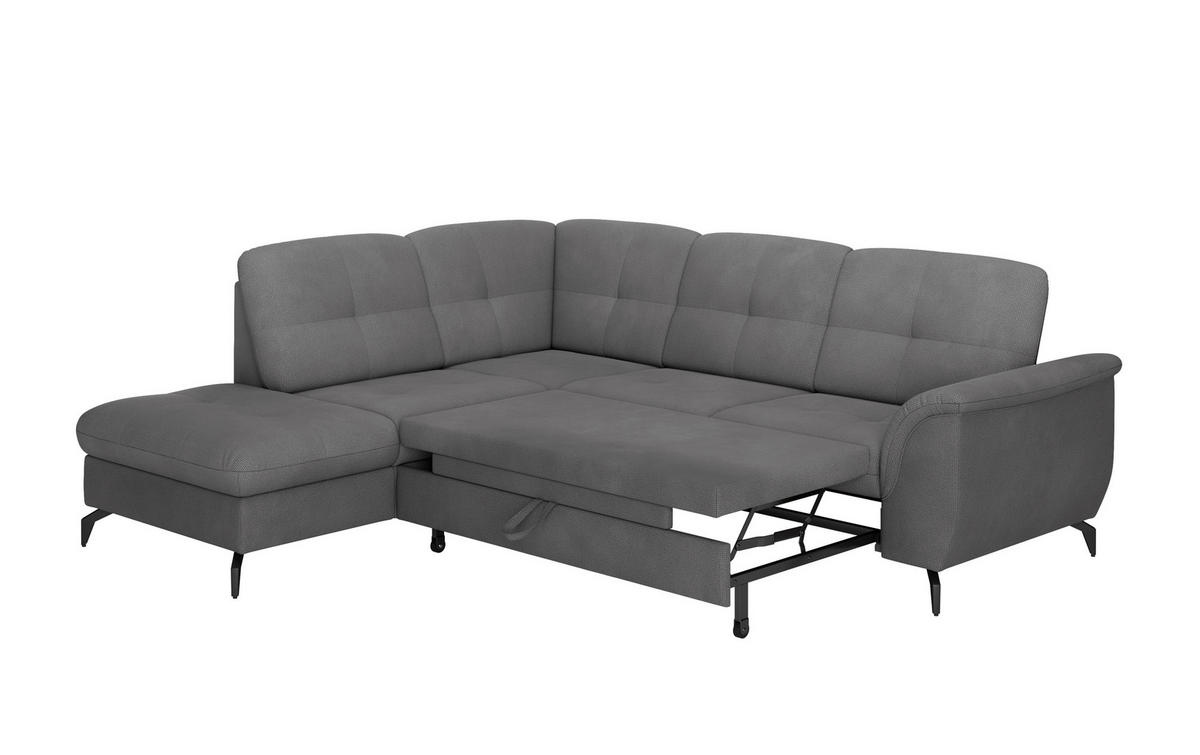 ECKSOFA ZORA E Grau Flachgewebe  - Schwarz/Grau, MODERN, Textil/Metall (212/244cm) - Sit & More