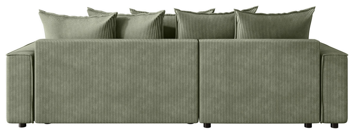 ECKSOFA 190/280 cm MERO in Cord Grün Zierkissen, Rückenkissen, Bettkasten  190/280 cm  - Schwarz/Grün, MODERN, Kunststoff/Textil (190/280cm) - MID.YOU