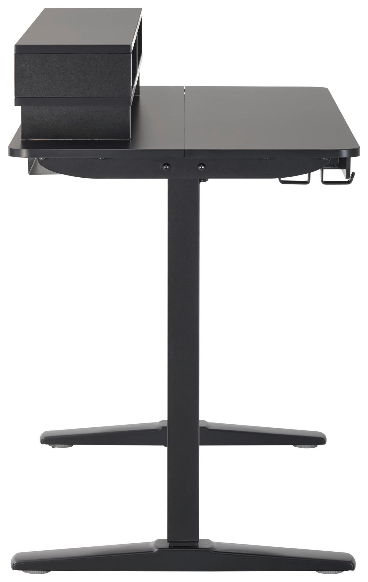 GAMING-TISCH Schwarz  - Schwarz, Modern, Holzwerkstoff/Kunststoff (120/75/120/60cm) - MID.YOU