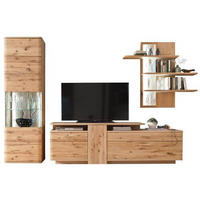 WOHNWAND  in Eichefarben 320/208/45 cm  - Eichefarben/Schwarz, Design, Glas/Holz (320/208/45cm) - Livetastic