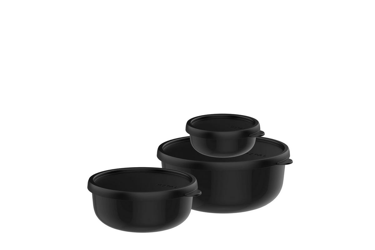 VORRATSDOSENSET 3-teilig  - Schwarz, KONVENTIONELL, Kunststoff (19,6/19,4/8,3cm) - Mepal