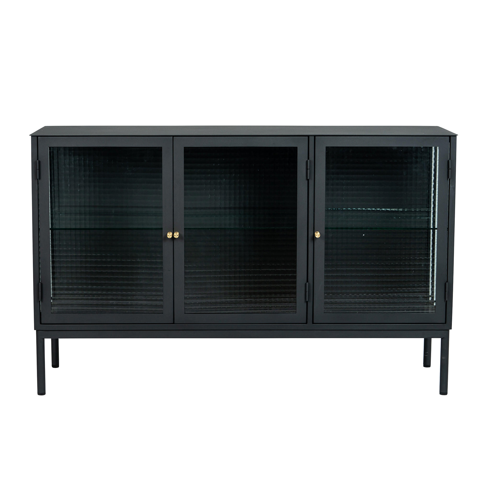 SIDEBOARD  127/80/37 cm  - svart/guldfärgad, Klassisk, metall/glas (127/80/37cm) - Niels Andersson