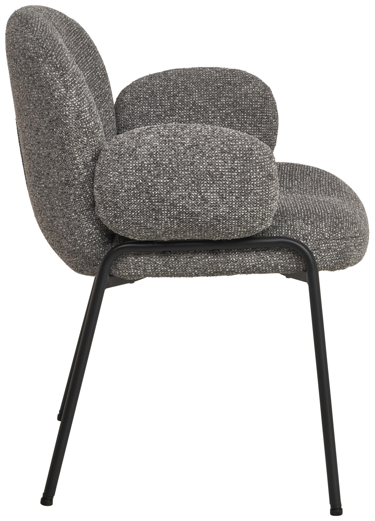 ARMLEHNSTUHL  in Eisen Leinenoptik  - Dunkelgrau/Schwarz, MODERN, Textil/Metall (60/81/61cm) - MID.YOU