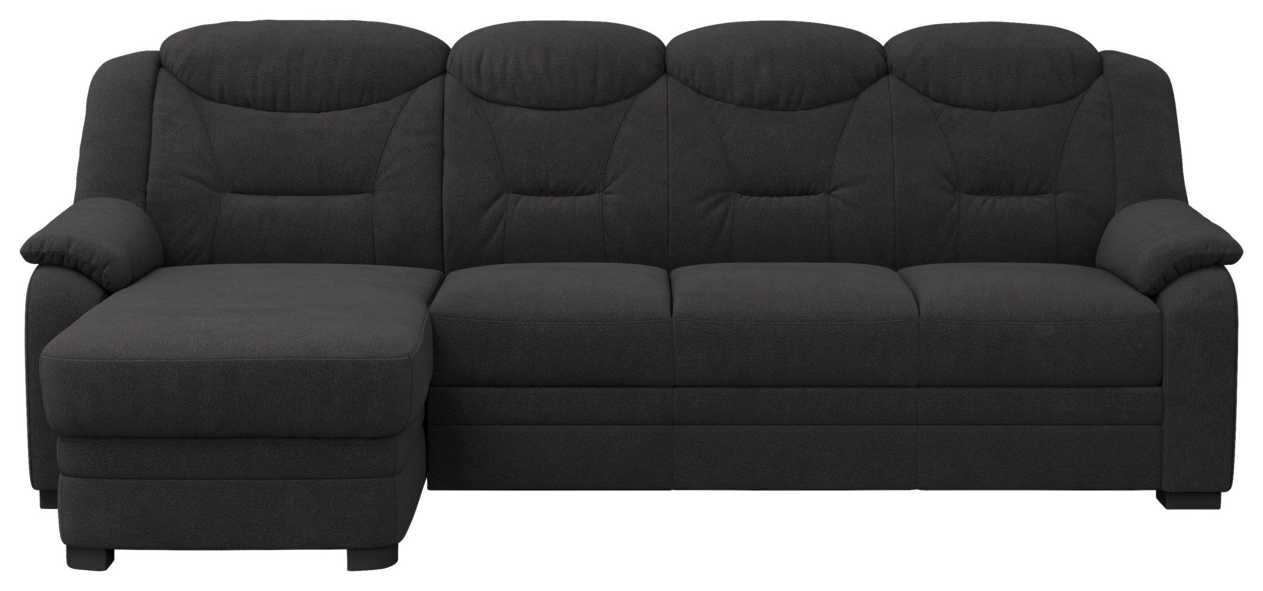 ECKSOFA Schwarz Chenille Rücken echt  - Schwarz, Basics, Kunststoff/Textil (162/257cm) - MID.YOU