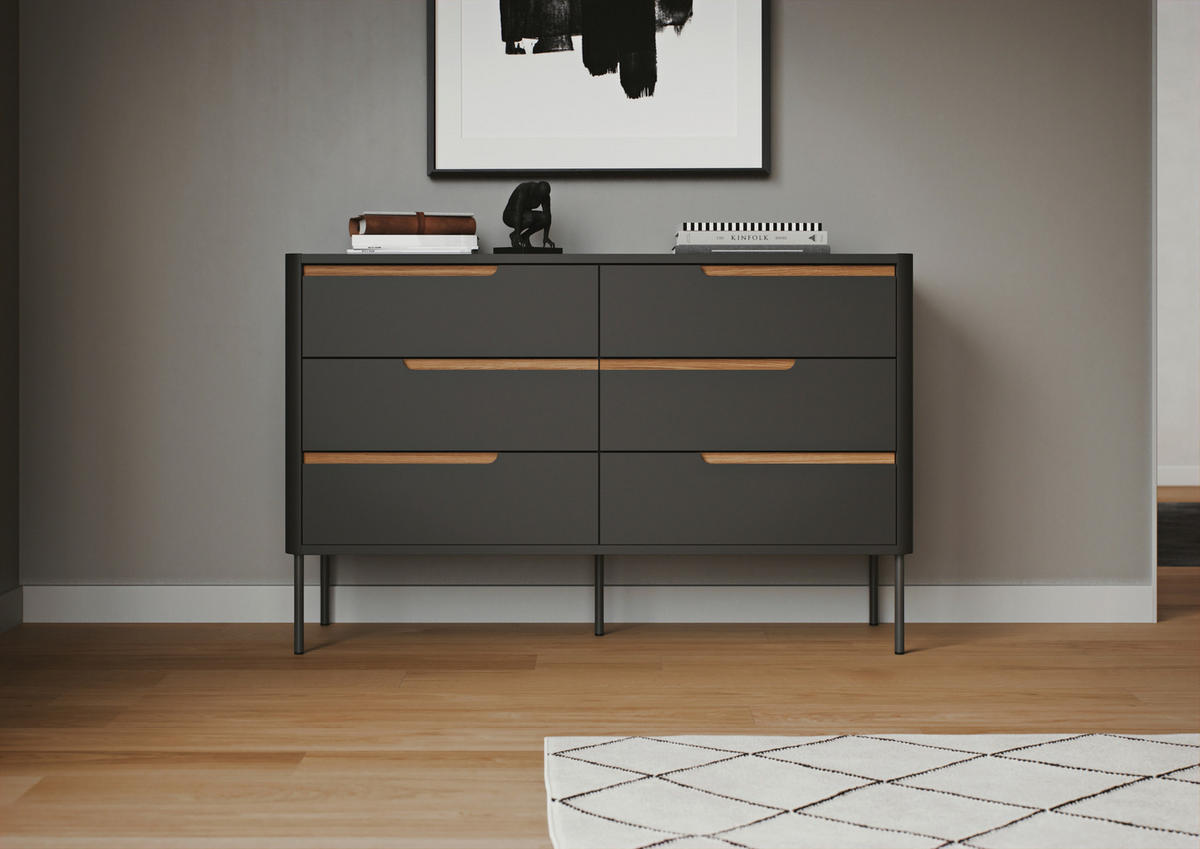 KOMMODE  in 130/83/45 cm  - Eichefarben/Anthrazit, Design, Holz/Holzwerkstoff (130/83/45cm)