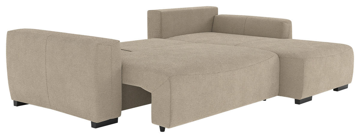 ECKSOFA  in Cord Braun  - Schwarz/Braun, Trend, Kunststoff/Textil (252/170cm) - MID.YOU
