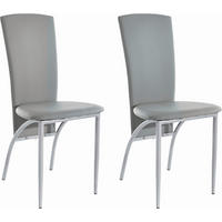 STUHL-SET 2 Stück  in Lederlook  - Chromfarben/Grau, MODERN, Textil/Metall (45/96/53cm) - MID.YOU